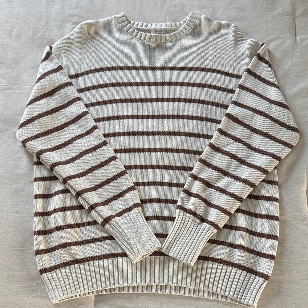Striped Cream and Brown Sweater